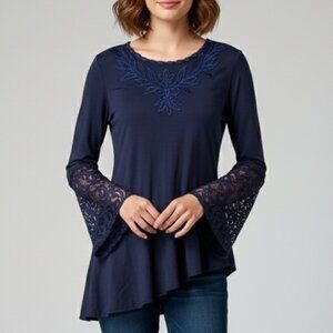 Navy Embellished Asymmetrical Whimsigoth Top Large